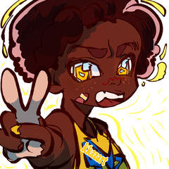 Cartoon black boy holding up the peace sign